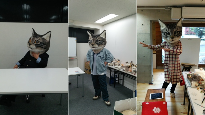 Illustration for article titled You Can Wear This Freaky Cat Head in Tokyo